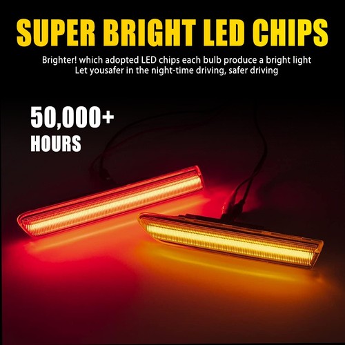 For 2004-2008 Acura TL Type S Style 4PCS Clear Red Amber LED Side Marker Lights - Picture 3 of 14