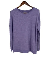 Calia Womens Effortless Zip Detail Pullover Top M Cadet Cloud Heather Athleisure