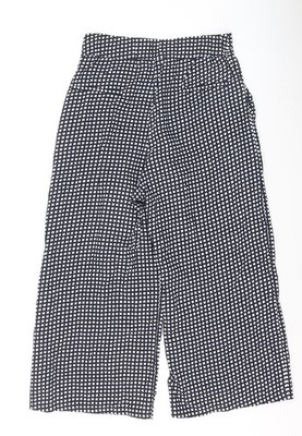 Mango Damen Hose schwarz kariert Cropped weites Bein Größe S