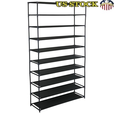 50 Pair Shoe Organizer Rack Holds Sneakers Flats Heels Easy Assemble Space Saver