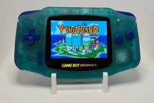 Custom Transparent Blue Green Game Boy Advance: IPS V5 Screen USB-C Rechargeable
