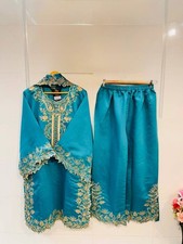 Exclusive Heavy Natural Silk Top Palazzo And Sky Blue Dupatta For Party Wear