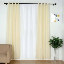 Pack of 2 52"x84" Ivory Faux Linen Curtains, Semi Sheer Curtain Panels