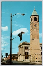 Old City Hall Clock Tower Neenah Wisconsin Photochrome Postcard 1976