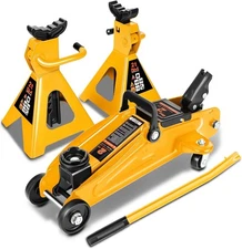 PM Performotor 2 Ton Low Profile Floor Jack Combo w/ 2 Jack Stands – Orange