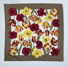 STUNNING Women s Silk Scarf W Floral Motifs Print 33"/34" EX.CONDITION