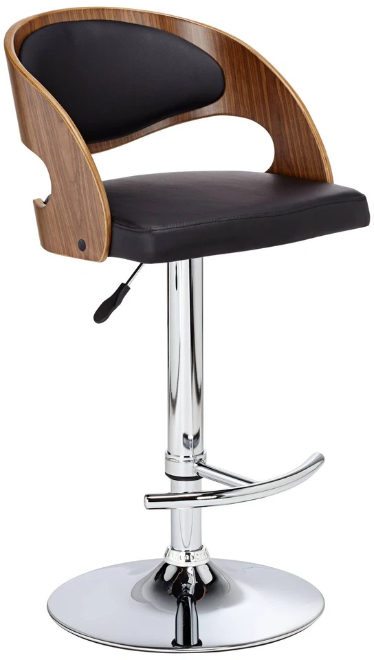 Malibu Walnut Swivel Bar Stool 32 1/2" High Black Cushion Kitchen Counter Island - Image 2 of 4