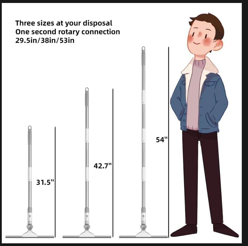 Window Cleaning Squeegee Kit, 14" Silicone Blade and Microfiber Scrubber with...