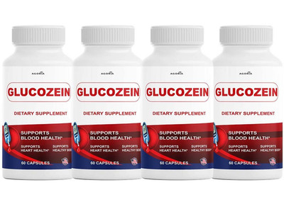 (4 Pack) GlucoZein Blood Health Support Dietary Capsules, Gluco Zein Pills