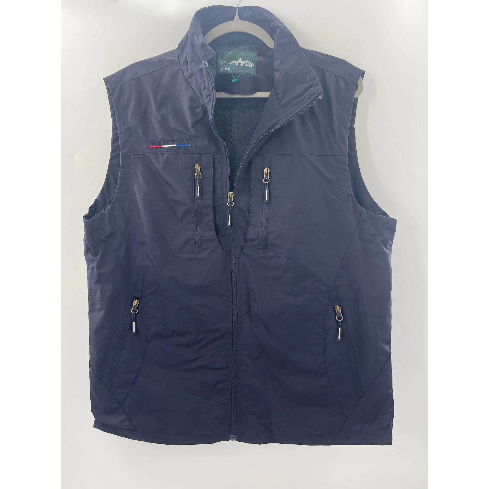 Outdoor Professional Mens Navy Blue Full Zip Mesh Lined Utility Vest Pocketed