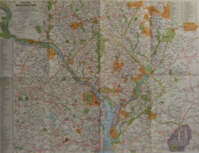 1964 Road Map SUBURBAN WASHINGTON DC Chevy Chase Arlington Pentagon College Park