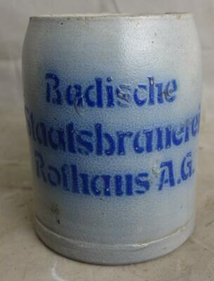 alter Bierkrug Brauerei Badische Staatsbrauerei Rothaus 4/10 Liter Nr. #02