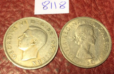 2 HALF-CROWNS GEORGE VI 1948, ELIZABETH II 1967 - JOB LOT 8118