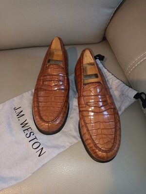 Damenschuh, Alligator Jm Weston, Gr. 5/D, Farbe karamellbraun