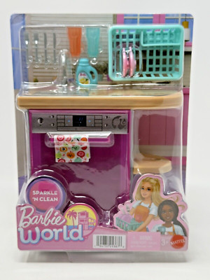 Barbie World  Sparkle  N Clean  Toy Dishwasher Set