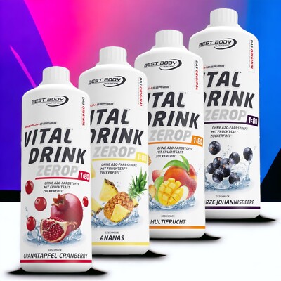 Best Body Nutrition 1 Liter Low Carb Vital Drink Mineraldrink Sirup TOP !