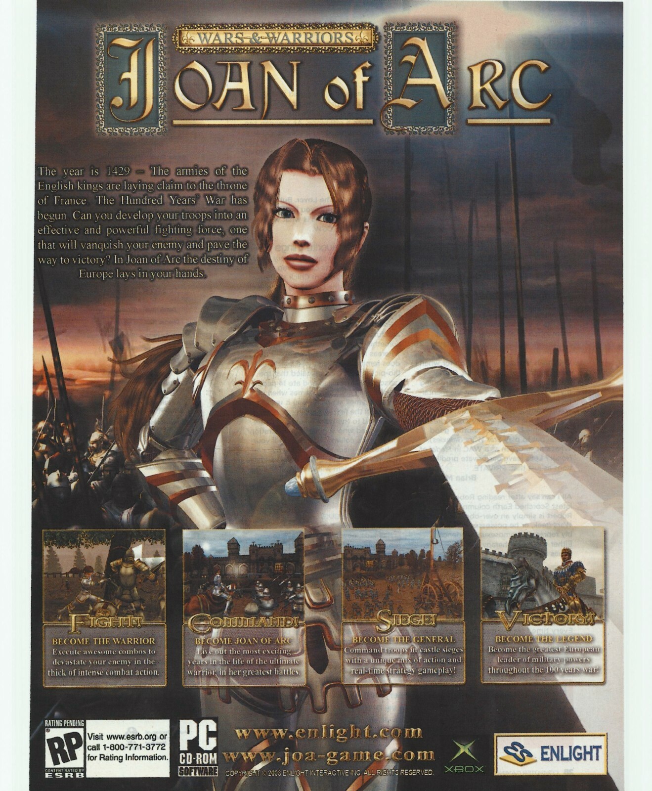 Wars & Warriors: Joan Of Arc Print Ad/Poster Art XBOX PC Small Box