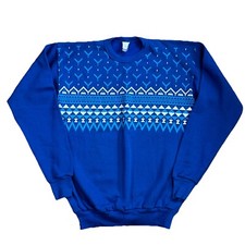 VTG Tultex Sweatshirt Men's Medium Ski 50/50 Blue Metallic Made in USA
