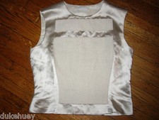 RARE PRADA VINTAGE 1998 RUNWAY FUTURISTIC RASO SILK & LINEN PATCH DRESS TOP 44 L