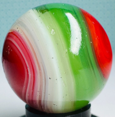 Hybrid POPEYE Corkscrew Marble Green Red .64'' Christmas Tree Antique AKRO Agate