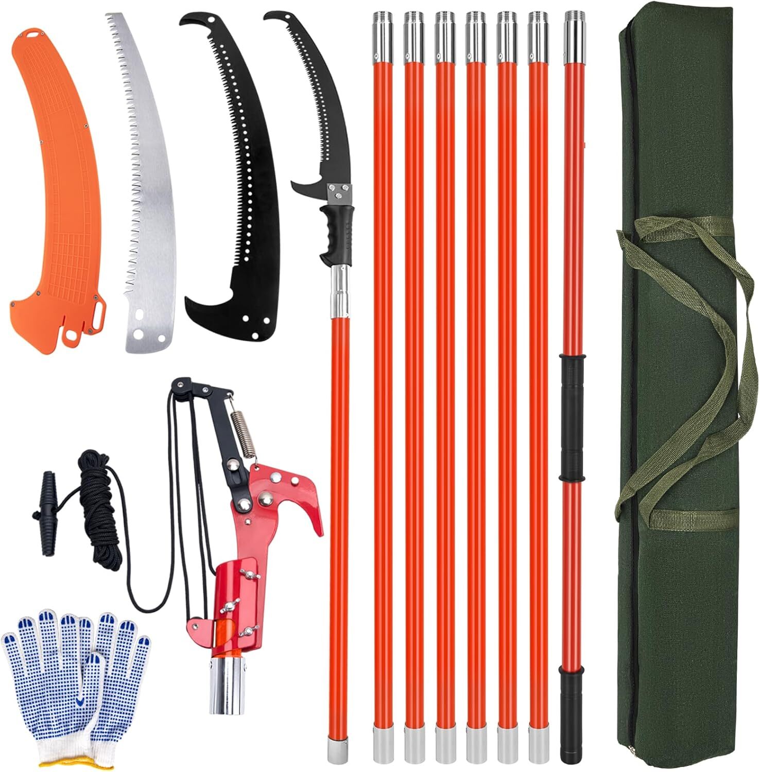 Extendable 7.3-27 ft Manual Pole Saw for Tree Trimming