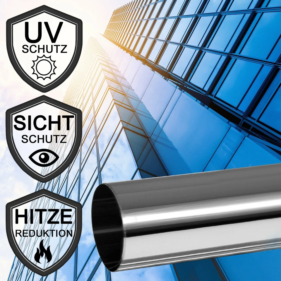 Sonnenschutzfolie (4€/m²) Spiegelfolie Hitzeschutz Fensterfolie Silber Folie - Bild 2 von 4