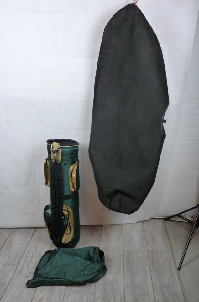 Bolsa de golfe Armour 6 divisórias carrinho vintage verde/dourado com capa de chuva e estojo de viagem - Imagem 2 de 4