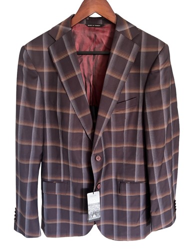 Sarar Herren Anzug Jacke Rexford Bordeaux Braun Kariert Cool Wolle Gr. 38R NEU $ 491 - Bild 1 von 12