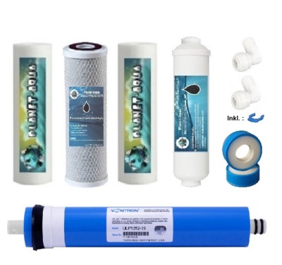 Umkehr Osmose Ersatz Filter SET 5 Stufen + 75 GPD Membrane Wasserfilter Anlage