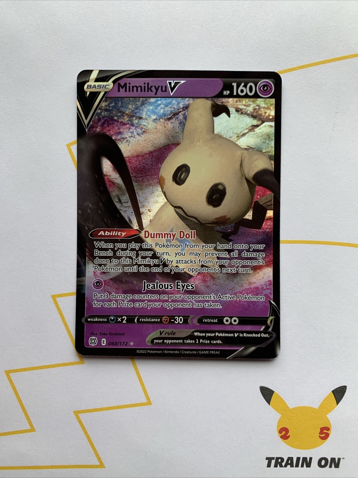 Mimikyu V 68/172 Sword & Shield Brilliant Stars Ultra Rare Pokemon Card 2022