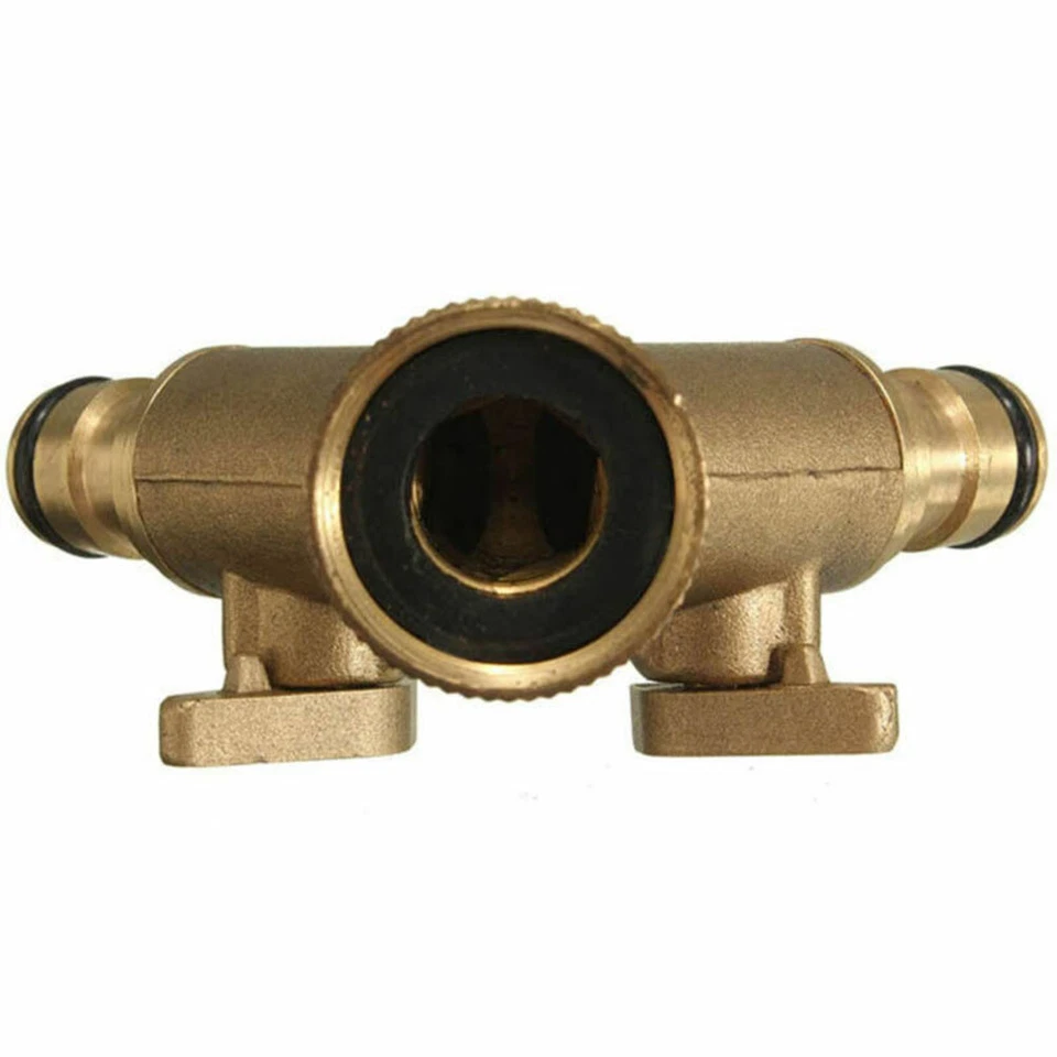 2 Way Brass Garden Hose Pipe Tap Adaptor Twin Hosepipe Connector Splitter Double - Image 4 of 4