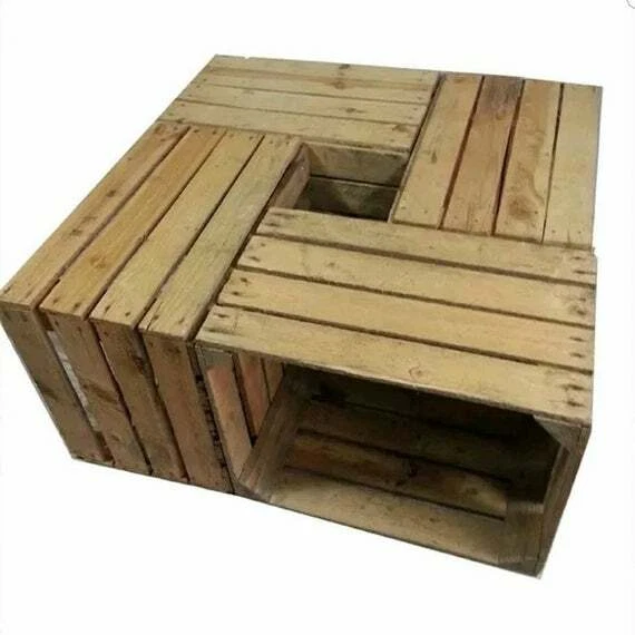 Wooden Crate Boxes Storage Apple Fruit Plain Wood Box Craft Crates Furniture - Image 4 of 4