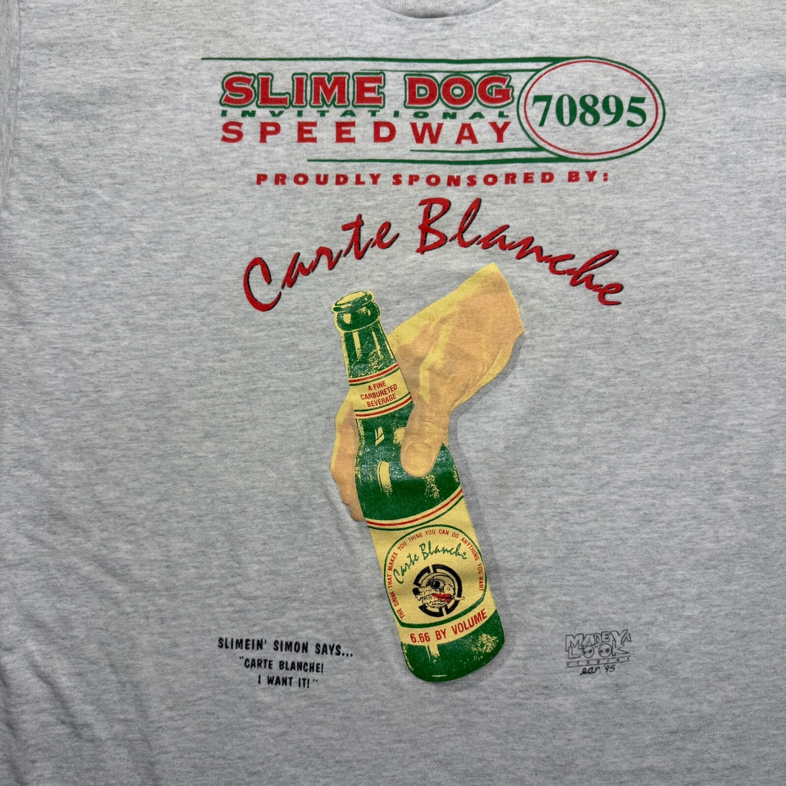 Vintage 90s Carte Blanche Slime Dog Speedway Invitational 70895 Shirt Size XL