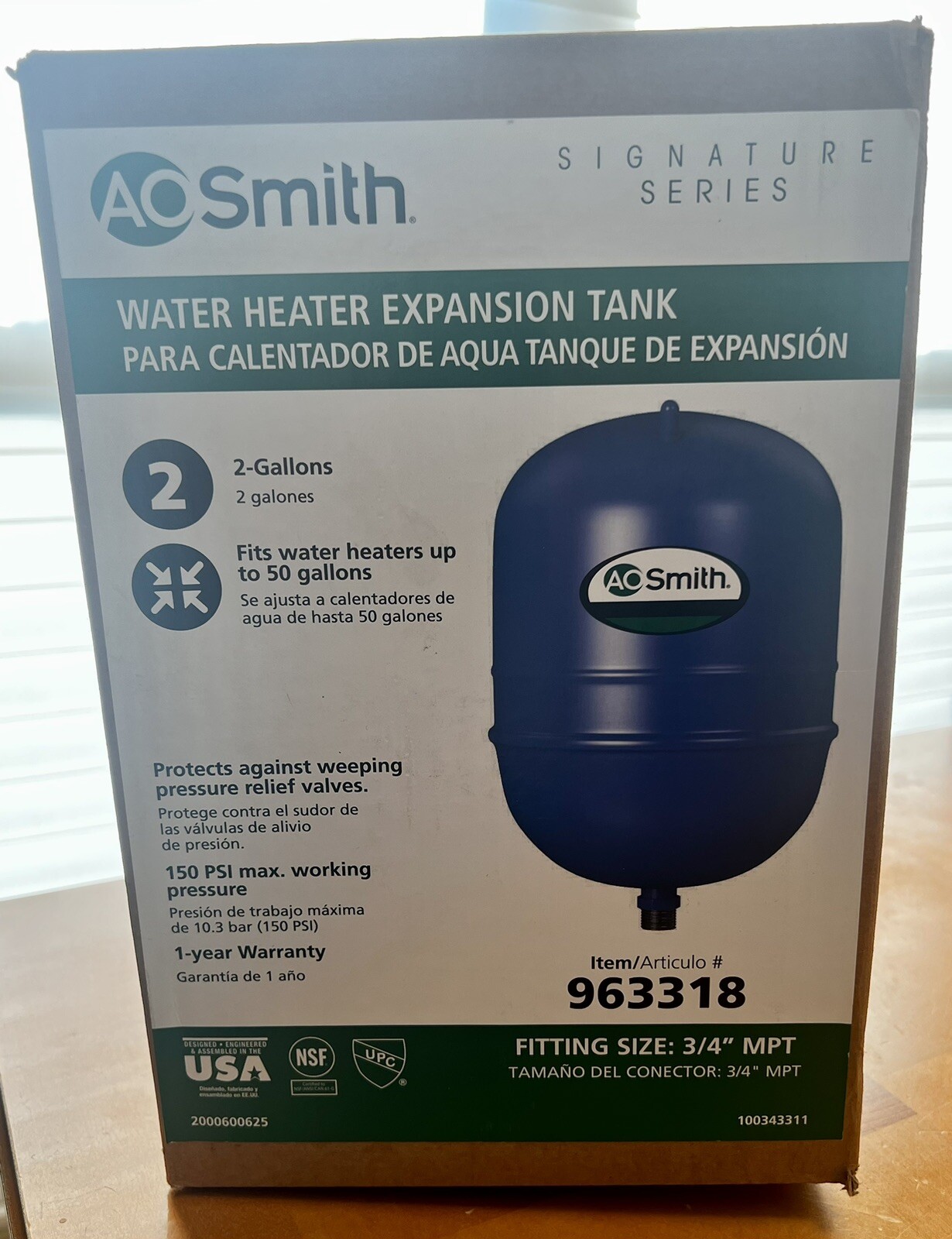 AO Smith Water Heater Potable Expansion Tank 2-Gallon Signature Series  100302382 | eBay