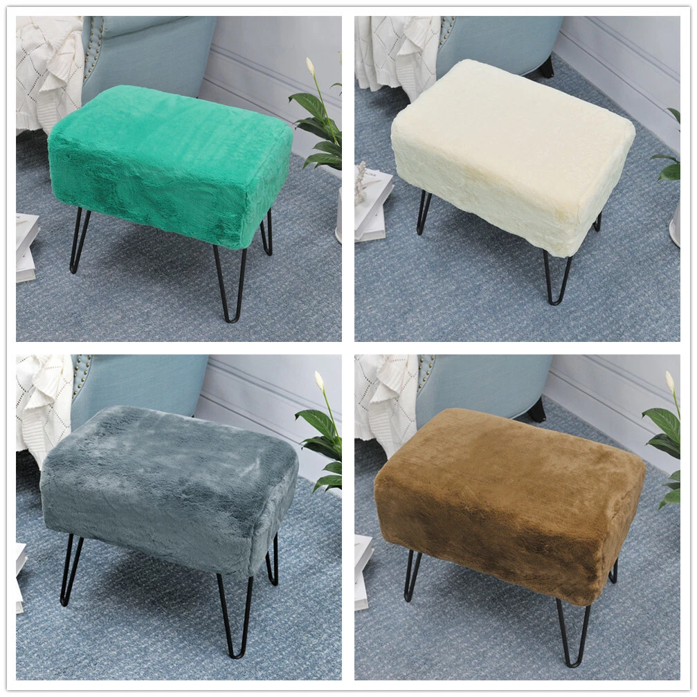 Modern Faux Fur Ottoman Footrest Stool Foot Rest Small Chair Seat Sofa  Couch