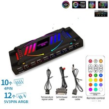 4PIN PWM ARGB Fans Hub Controller COMPUTER HUB Splitter PC FAN Splitter Remote