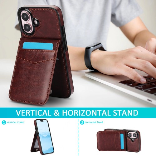 For iPhone 16 Pro Max 15 14 13 12 11 Leather Card Holder Wallet Case Phone Cover - Picture 2 of 16