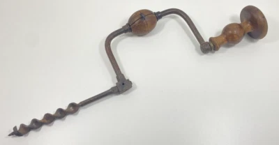 Outil Ancien VILEBREQUIN avec Mèche Tête et Poignée Pivotantes Chignole Perceuse - Photo 1/4
