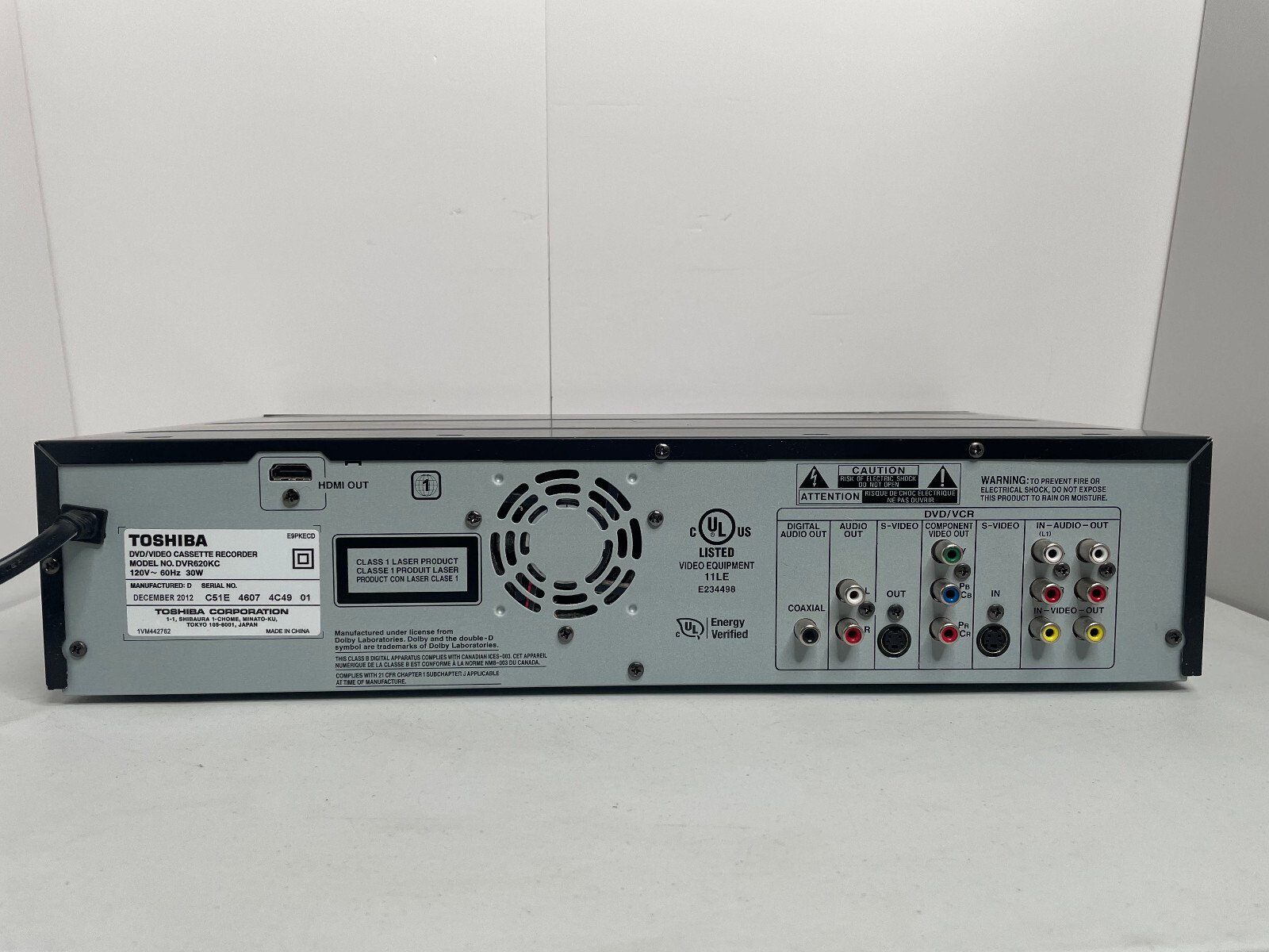 Toshiba DVR620 DVD VHS VCR Combo Player Recorder HDMI Tested No Remote