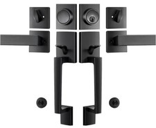Double Door Lock Set Keyed And Dummy Handle Set Matte Black