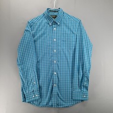 Eddie Bauer Shirt Mens S Relaxed Fit Blue Check Wrinkle Resistant Long Sleeve