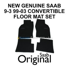 Saab 9-3 99-03 Floor Mat Set Black Carpet W Logo Convertible New Genuine Oem