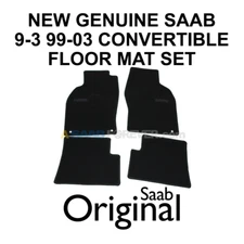 SAAB 9-3 99-03 FLOOR MAT SET BLACK CARPET W/ LOGO CONVERTIBLE NEW GENUINE OEM