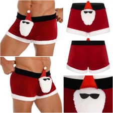 Mens Shorts Trunks Christmas Low Rise Boxer Santa Claus Briefs Funny Costume