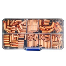 250x 7Size Cold Pressed Copper Connecting Pipe Wire Joint Direct Connection Kit