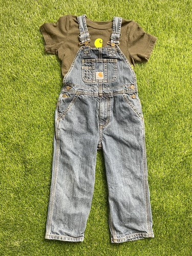 Carhartt Kids Overalls Size 4T Denim Blue With Carhartt Kids T-Shirt Size 4t