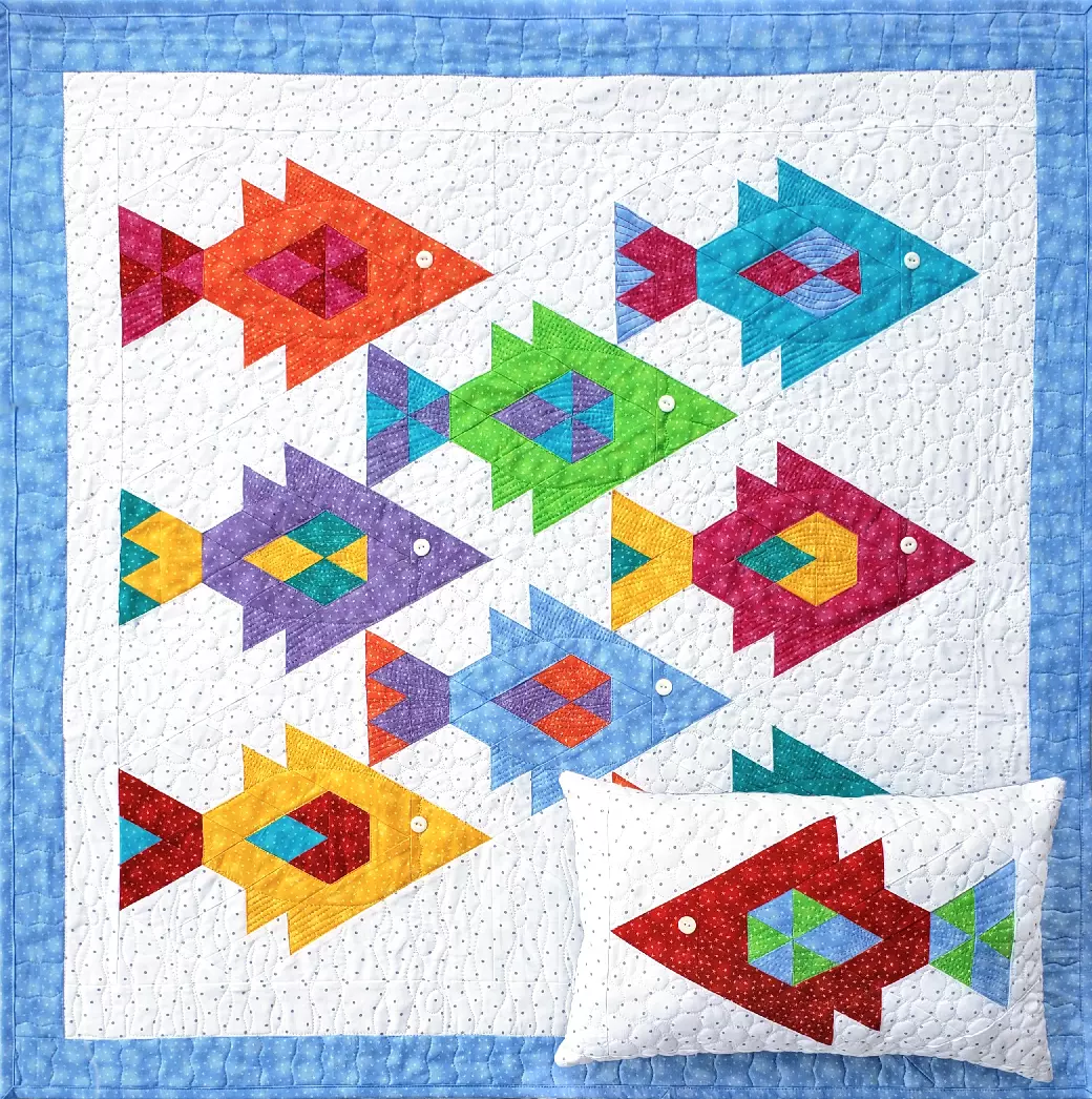 New Pieced Quilt Pattern SOMETHING FISHY 3 Projects