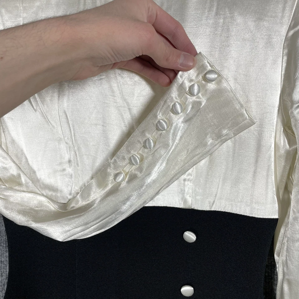 Vestido de cóctel vaina vintage años 80 vanguardista dos tonos negro blanco LILLIE RUBIN Foto 4 de 4