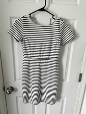 Banana Republic Womens White With Black Stripes Dress Size 0P Open Shoulder