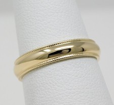 14 kt Yellow Gold 4 mm MILGRAIN Edge WEDDING BAND Ring Size 6.5 B9033